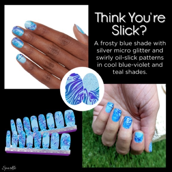 Color Street THINK YOU’RE SLICK Blue & Purple Ombré Glitter Paint Swirl Set - Picture 5 of 8